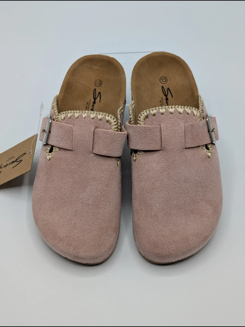 Seven7 Blush Pink Suede Slip-On Clog with Adjustable Buckle Girl's 13
